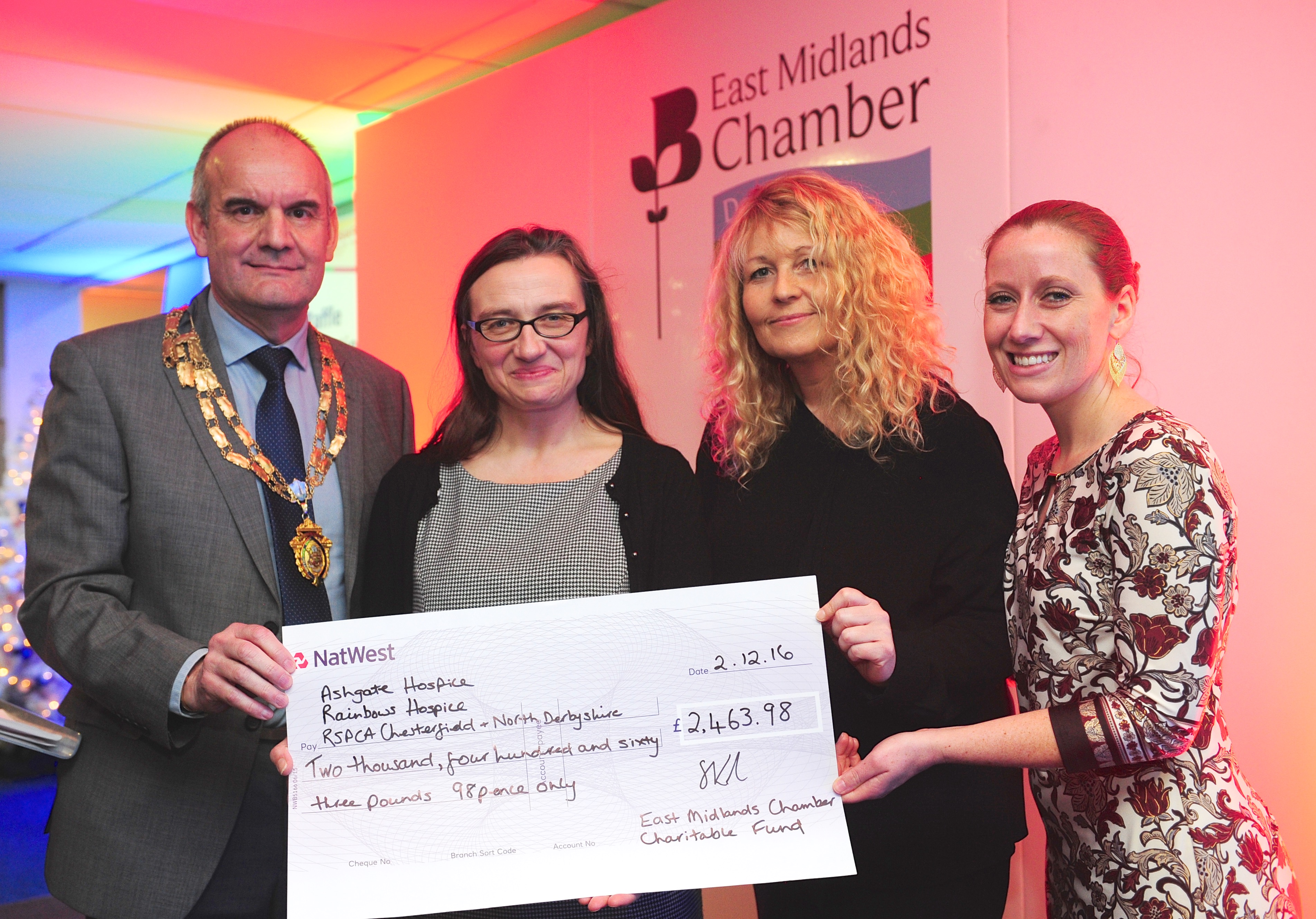 East Midlands Chamber Charitable Fund cheque presentation
