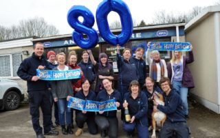 Staff, volunteers and friends of the Chesterfield RSPCA help celebrate their 80th anniversary.